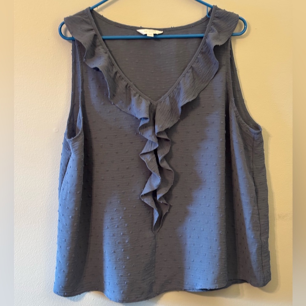 LC Lauren Conrad Ruffled Blue Tank Top
